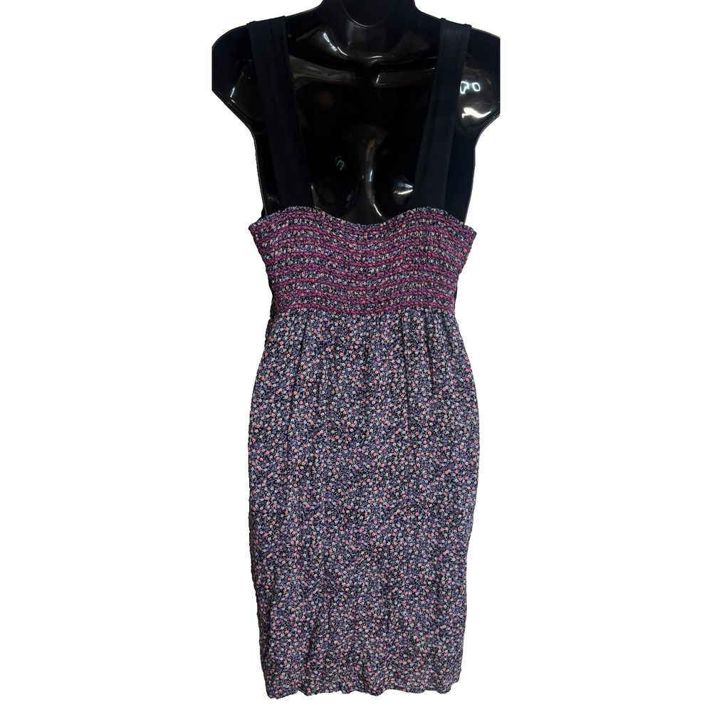Cinnamon Cami Dress Size 6 Women Purple Ditsy Floral Rayon Smocked Sundress View 4